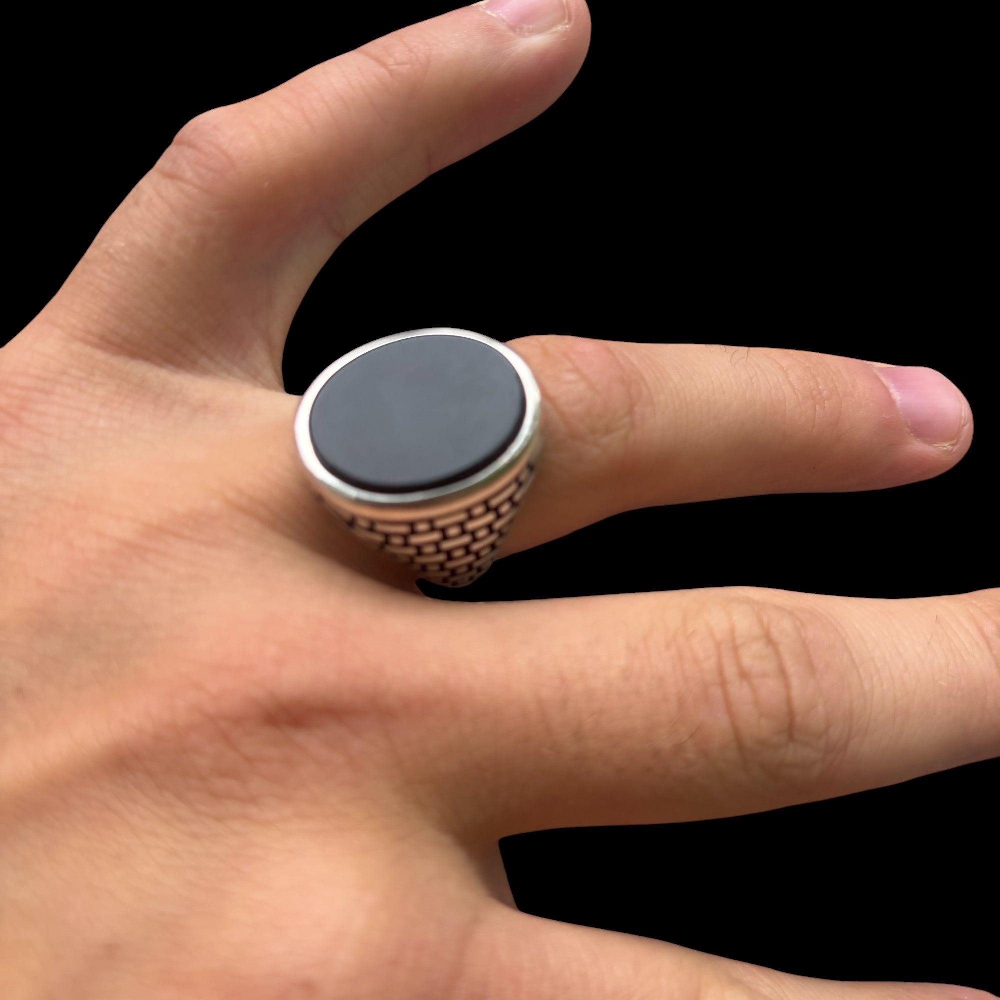 925 Sterling Silver Classic Black Onyx Gemstone Ring