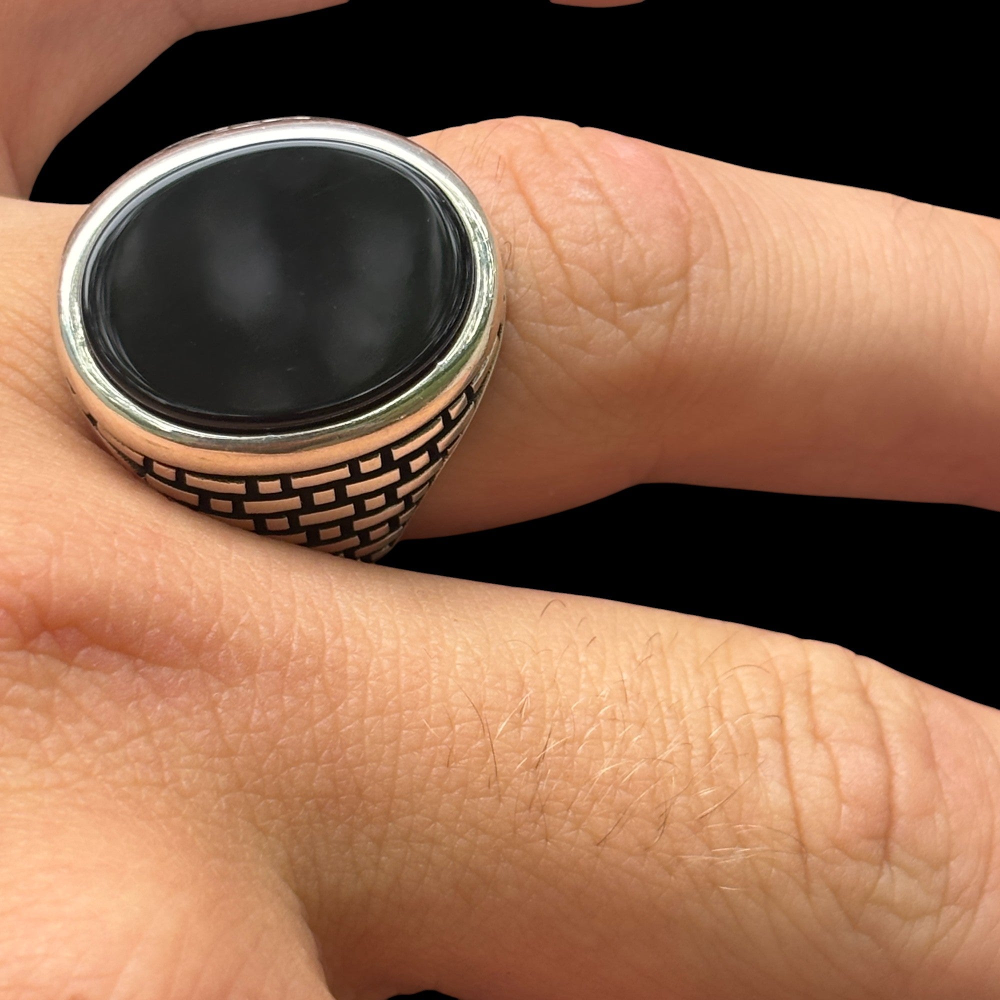 925 Sterling Silver Classic Black Onyx Gemstone Ring
