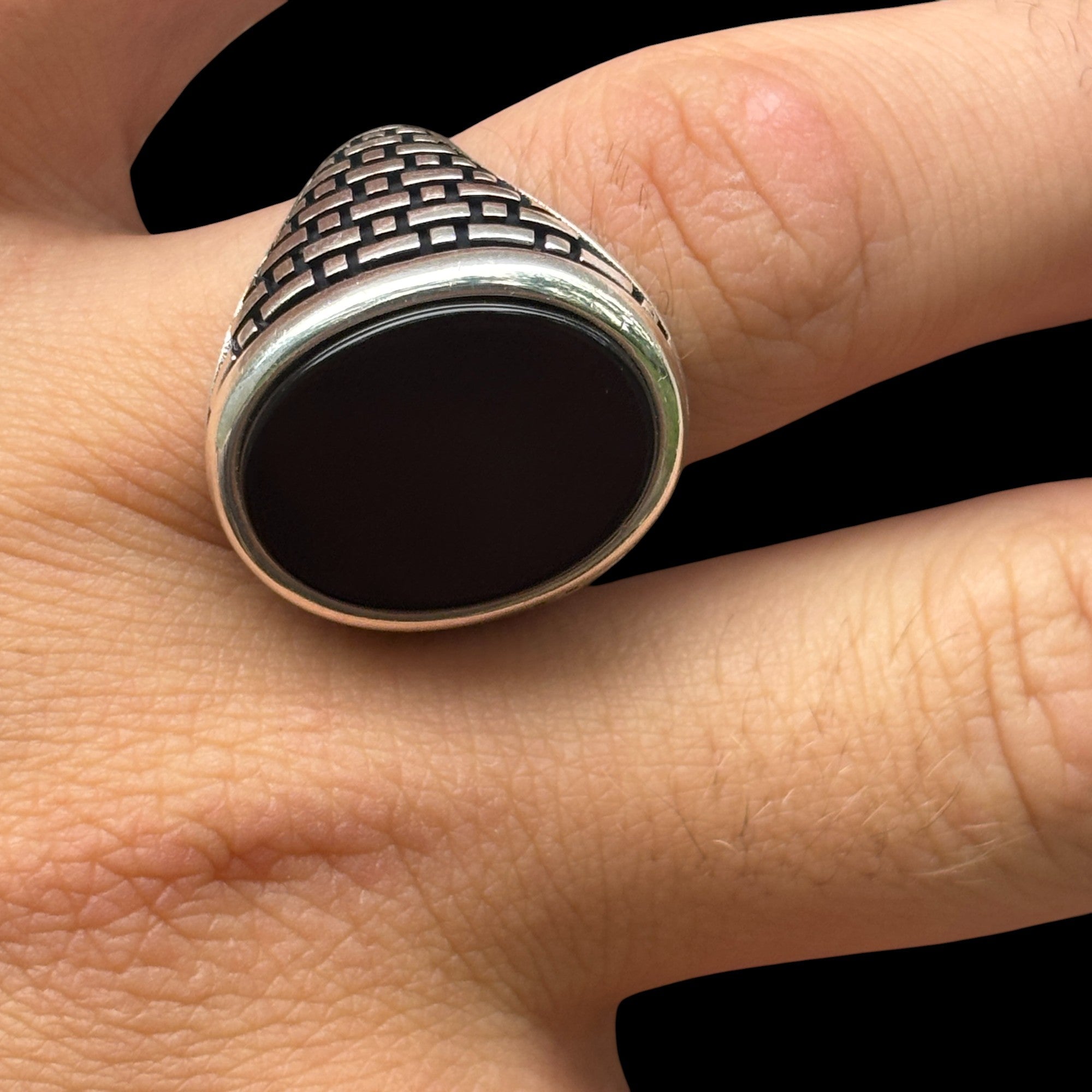 925 Sterling Silver Classic Black Onyx Gemstone Ring