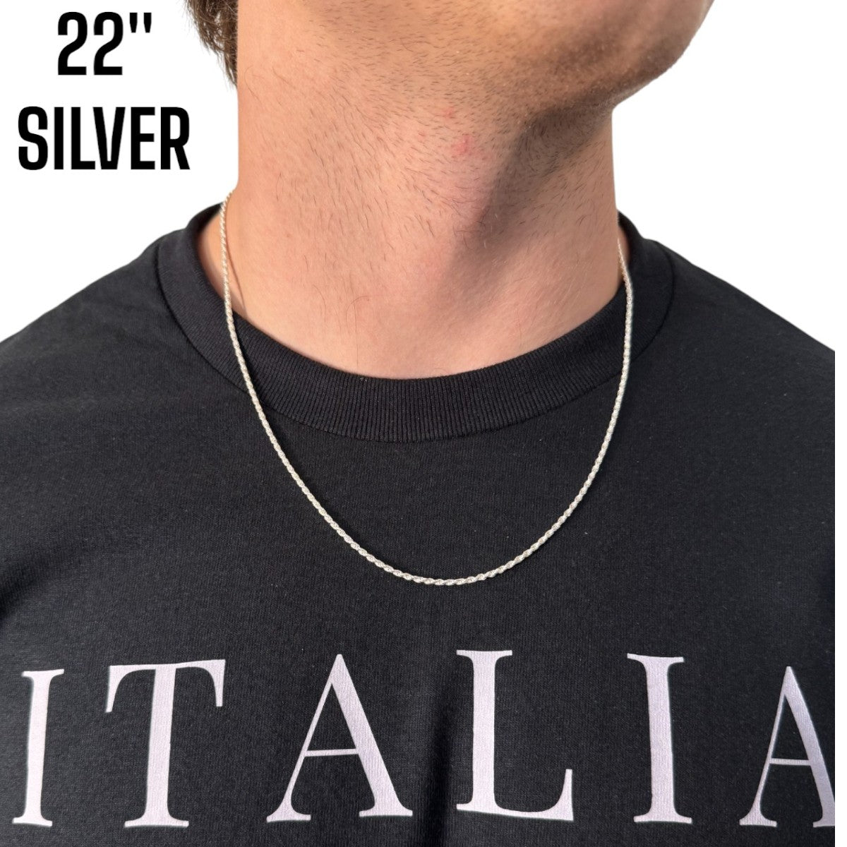 925 Sterling Silver 1.8mm Diamond Cut Rope Chain Necklace