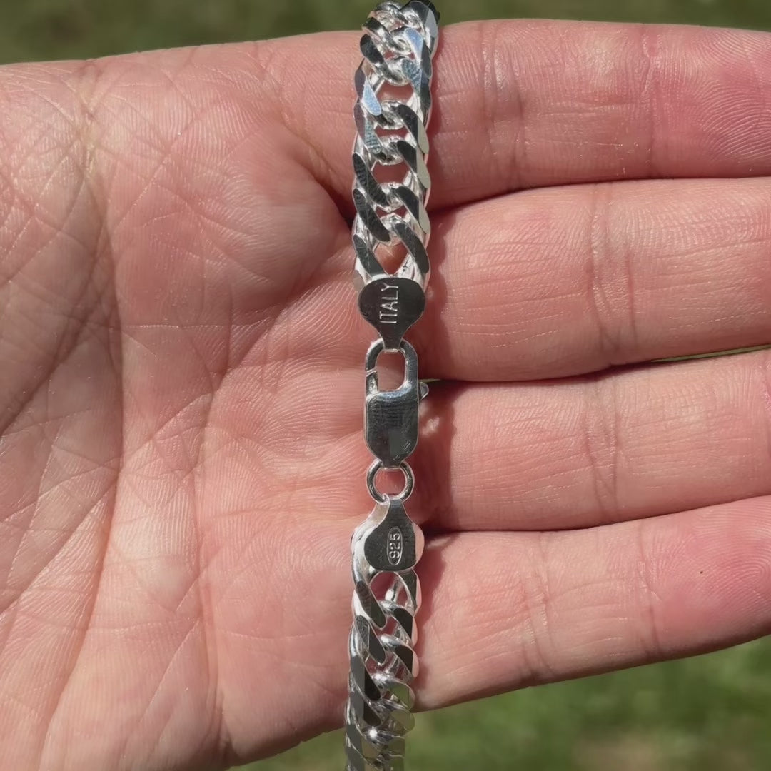 925 Sterling Silver 10mm Double Curb Chain Necklace