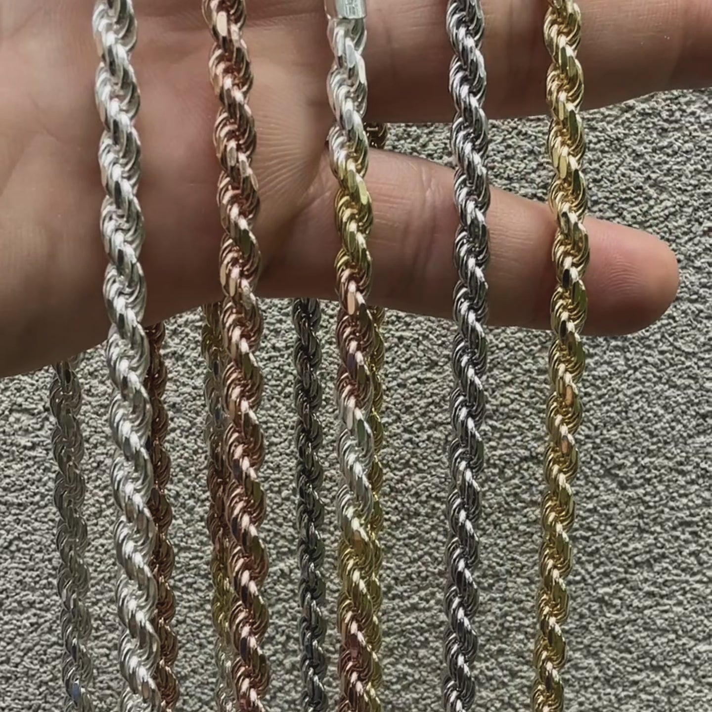925 Sterling Silver 5mm Diamond Cut Rope Chain Necklace