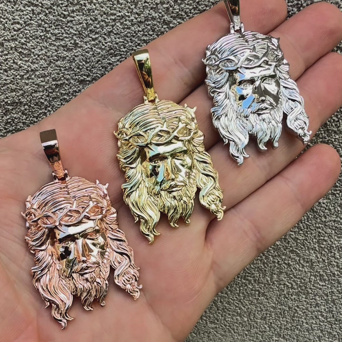 Load video: Mens plain 925 sterling silver jesus piece pendant. Great hip hop mens pendant.