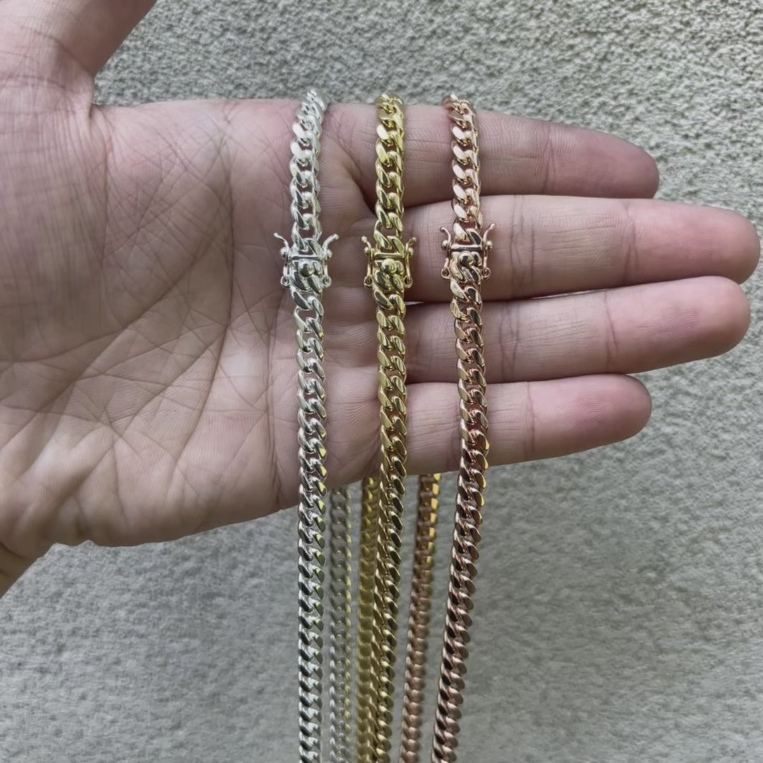 Load video: Handmade 6mm miami cuban link chains. Made in Italy real cuban link chains for men.