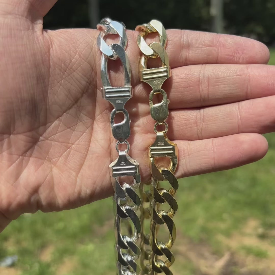 925 Sterling Silver 15mm Figaro Chain Necklace