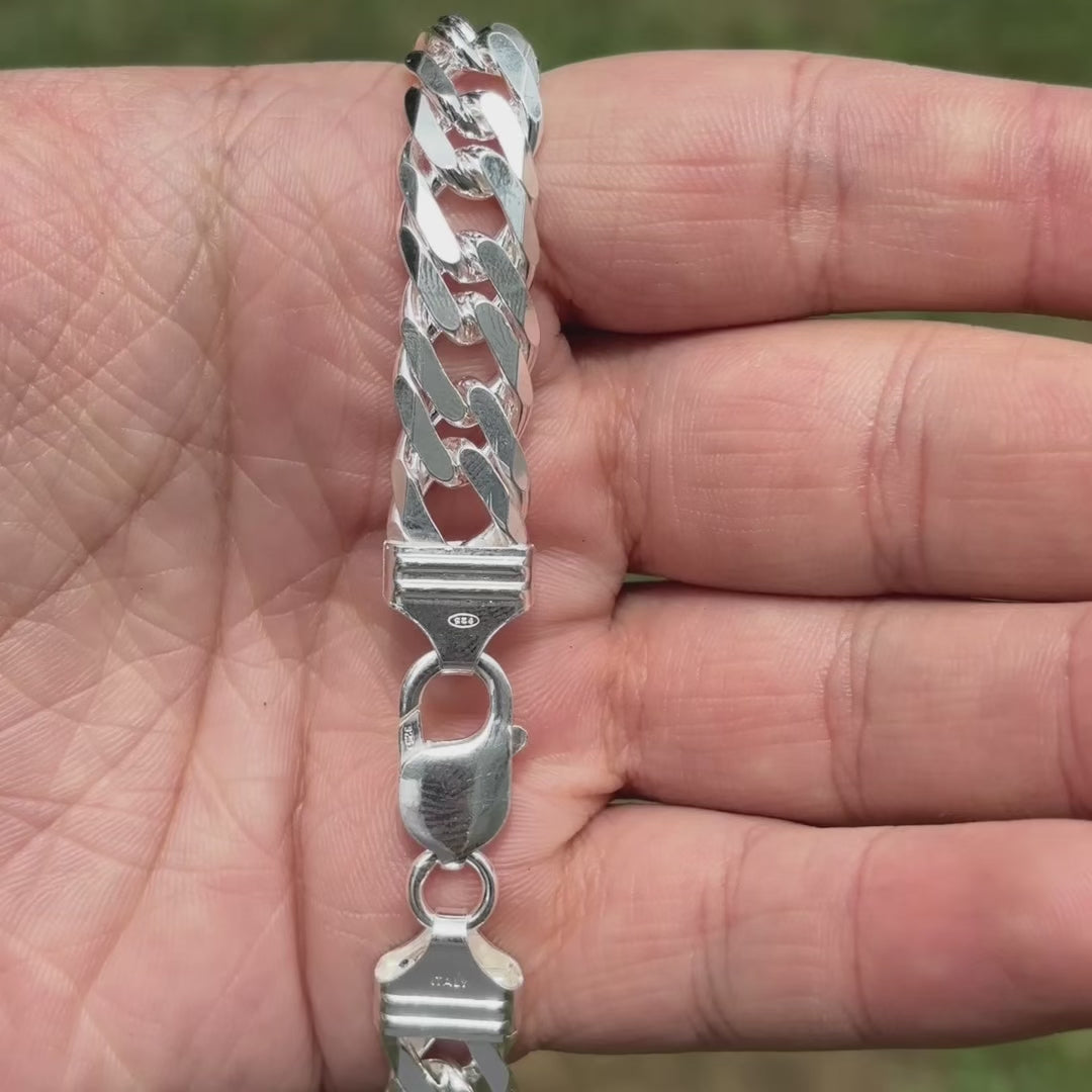 925 Sterling Silver 12mm Double Curb Chain Necklace