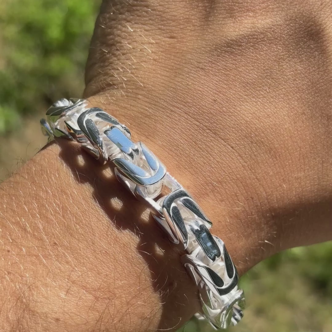 925 Sterling Silver 10mm Byzantine W. Box Clasp Bracelet