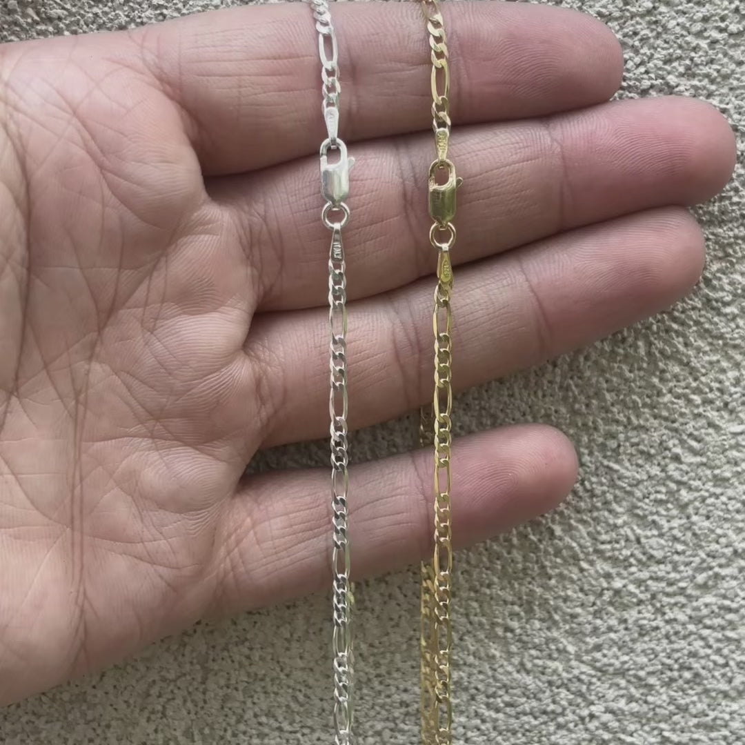 925 Sterling Silver 2.5mm Figaro Chain Necklace