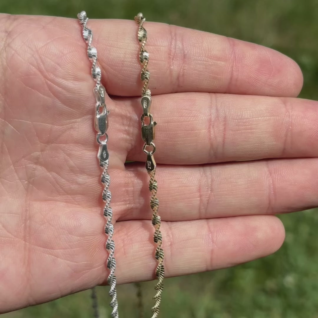 925 Sterling Silver 2.5mm Singapore Chain Necklace