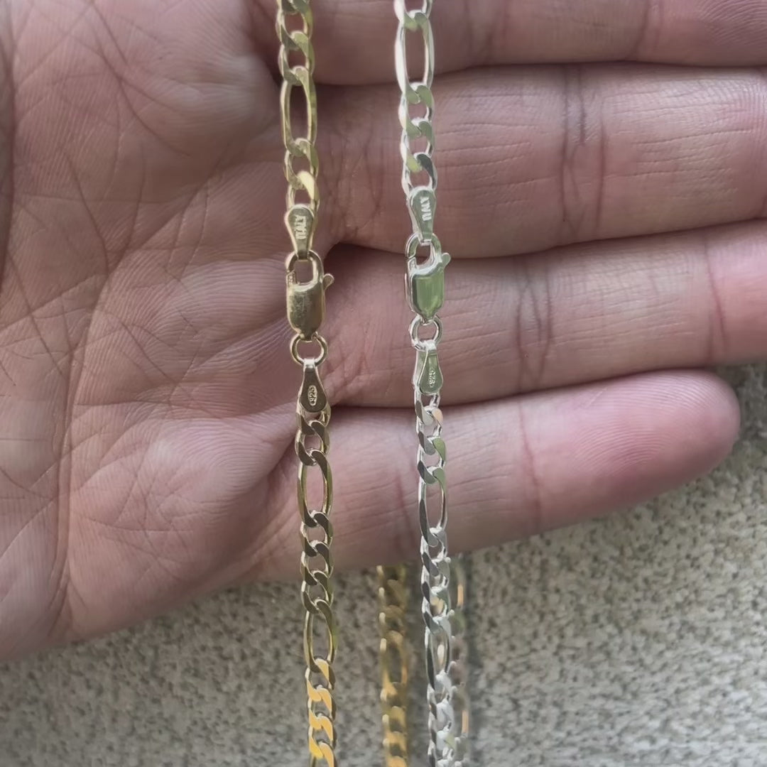 925 Sterling Silver 4mm Figaro Chain Necklace