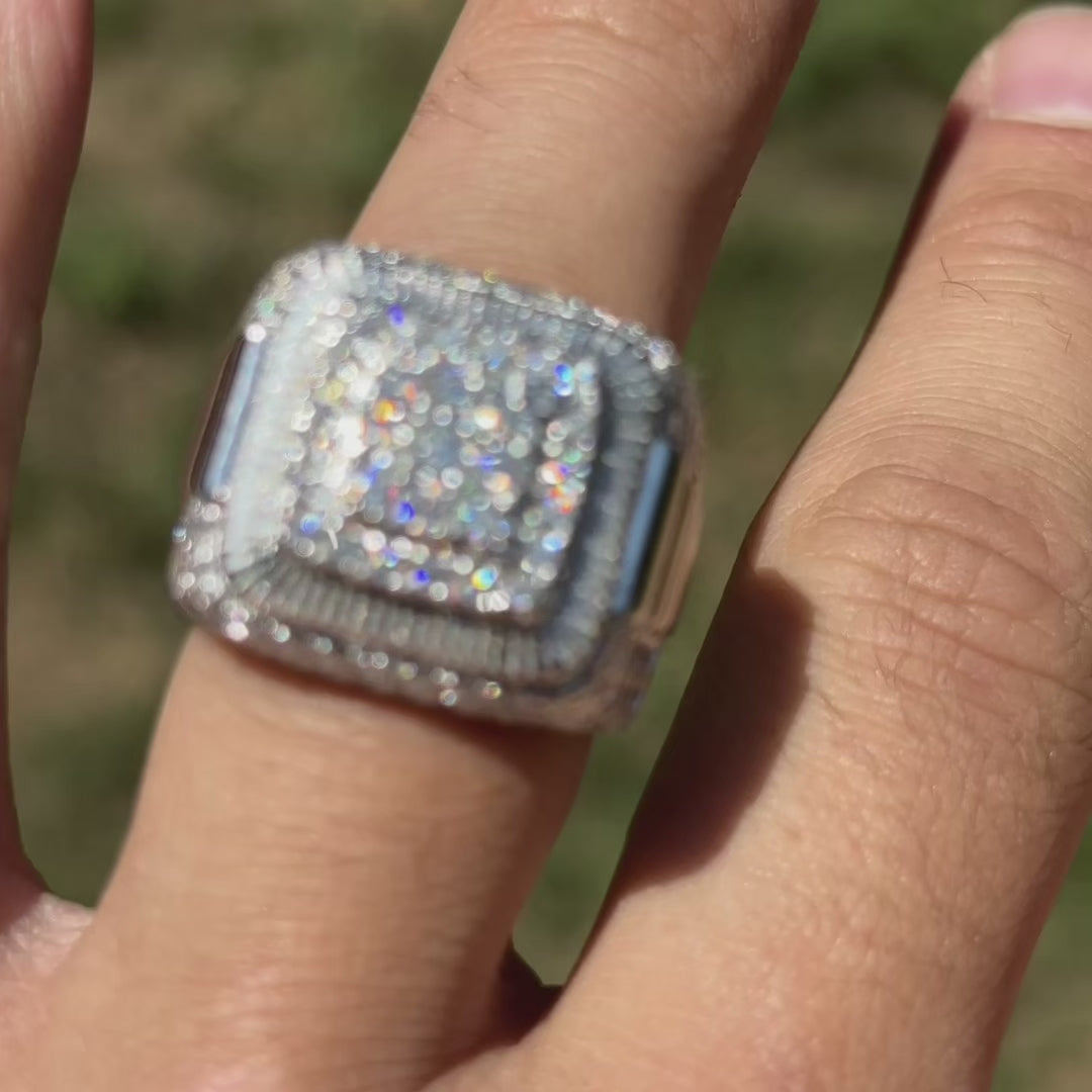 925 Sterling Silver Square Moissanite Ring