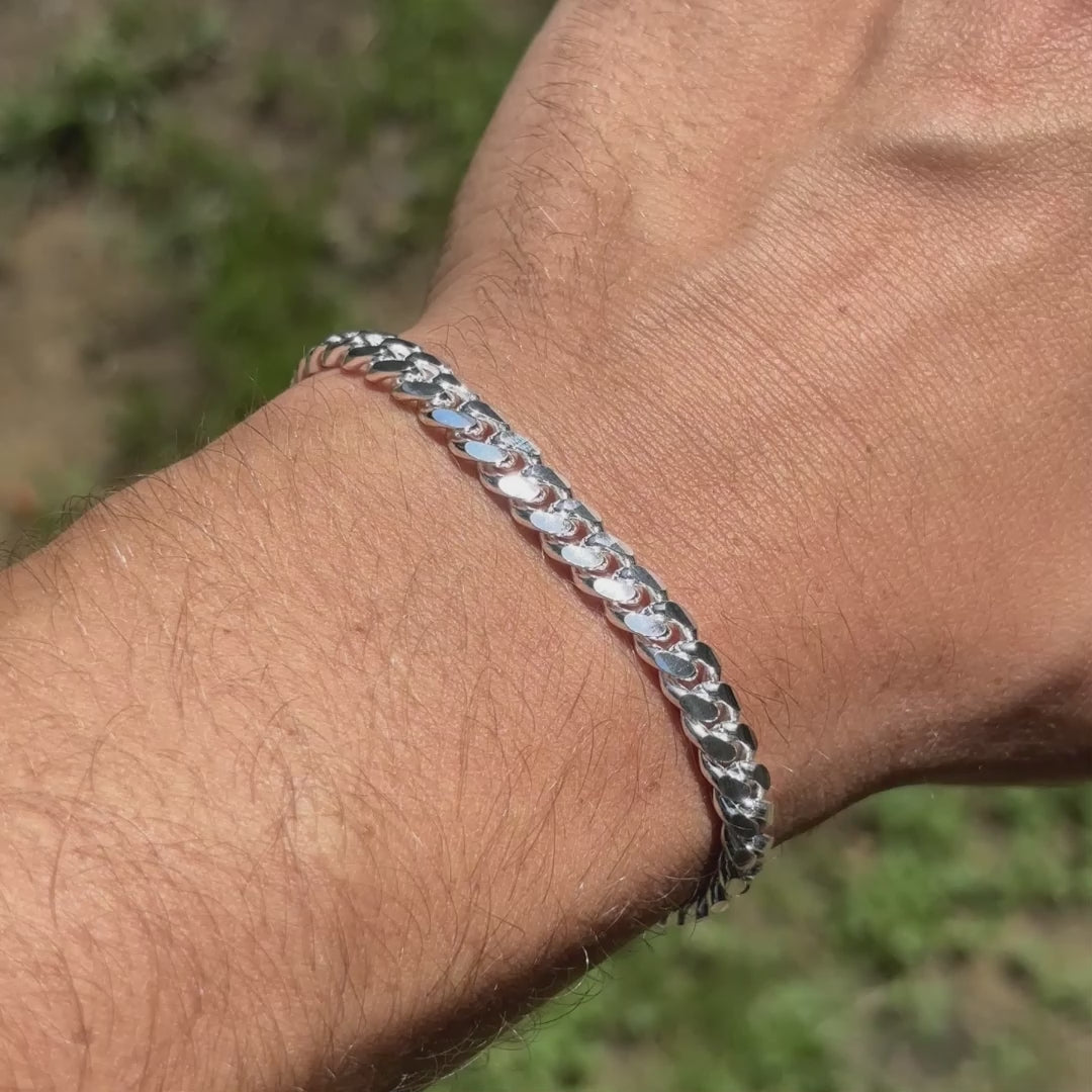 Load video: Handmade Miami cuban link bracelets. Real 925 sterling silver cuban links are great for men.