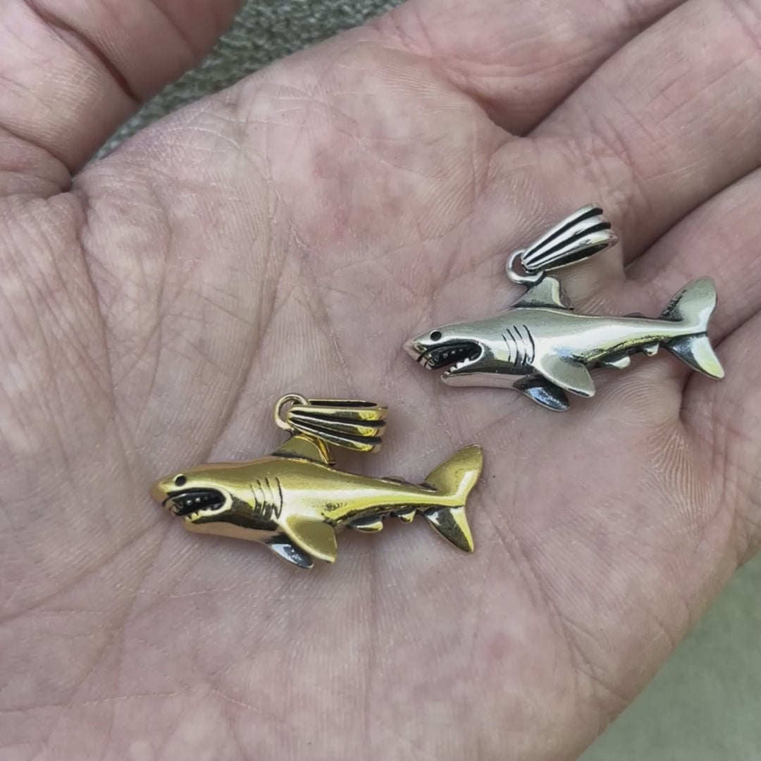 925 Sterling Silver Great White Shark Pendant