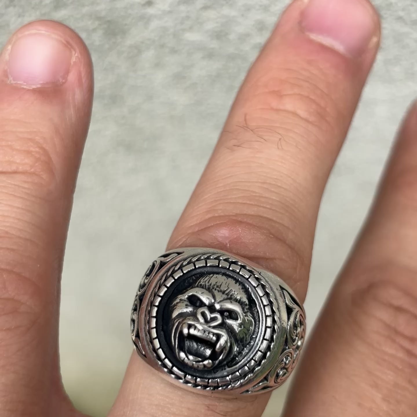 925 Sterling Silver Gorilla Ring