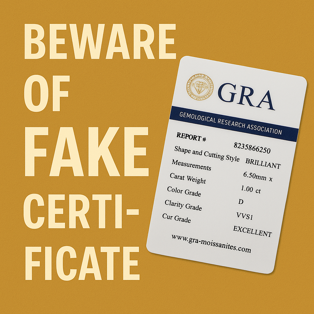 Fake GRA certificate for moissanite jewelry