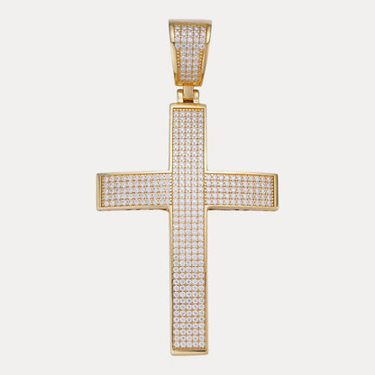 925 Sterling Silver Iced Out Cross Pendant With Moissanite