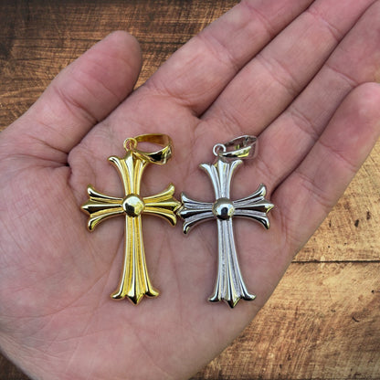 925 Sterling Silver Cross Hearts Pendant - Large