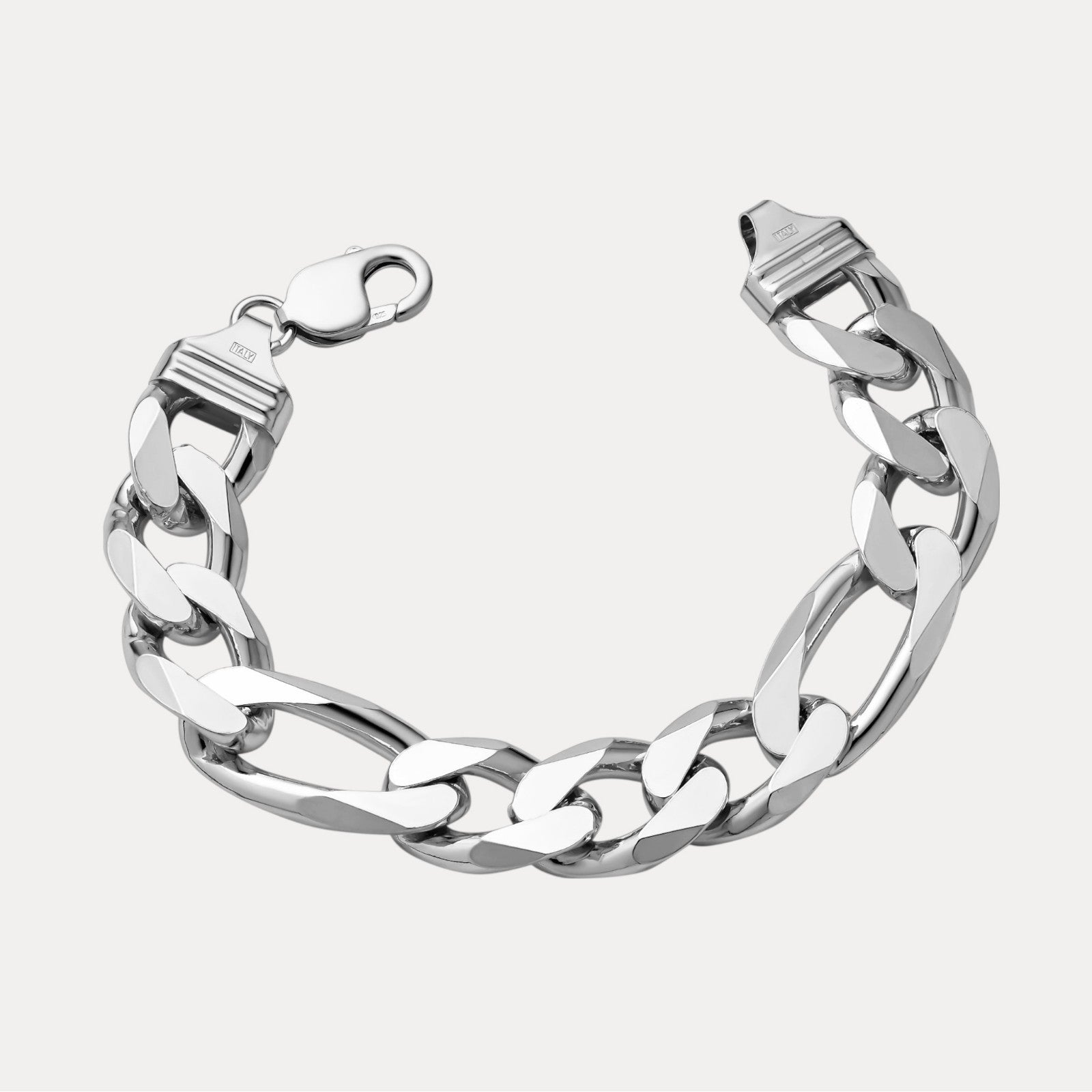 925 Sterling Silver 16mm Figaro Bracelet