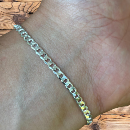 925 Sterling Silver 4mm Curb Bracelet