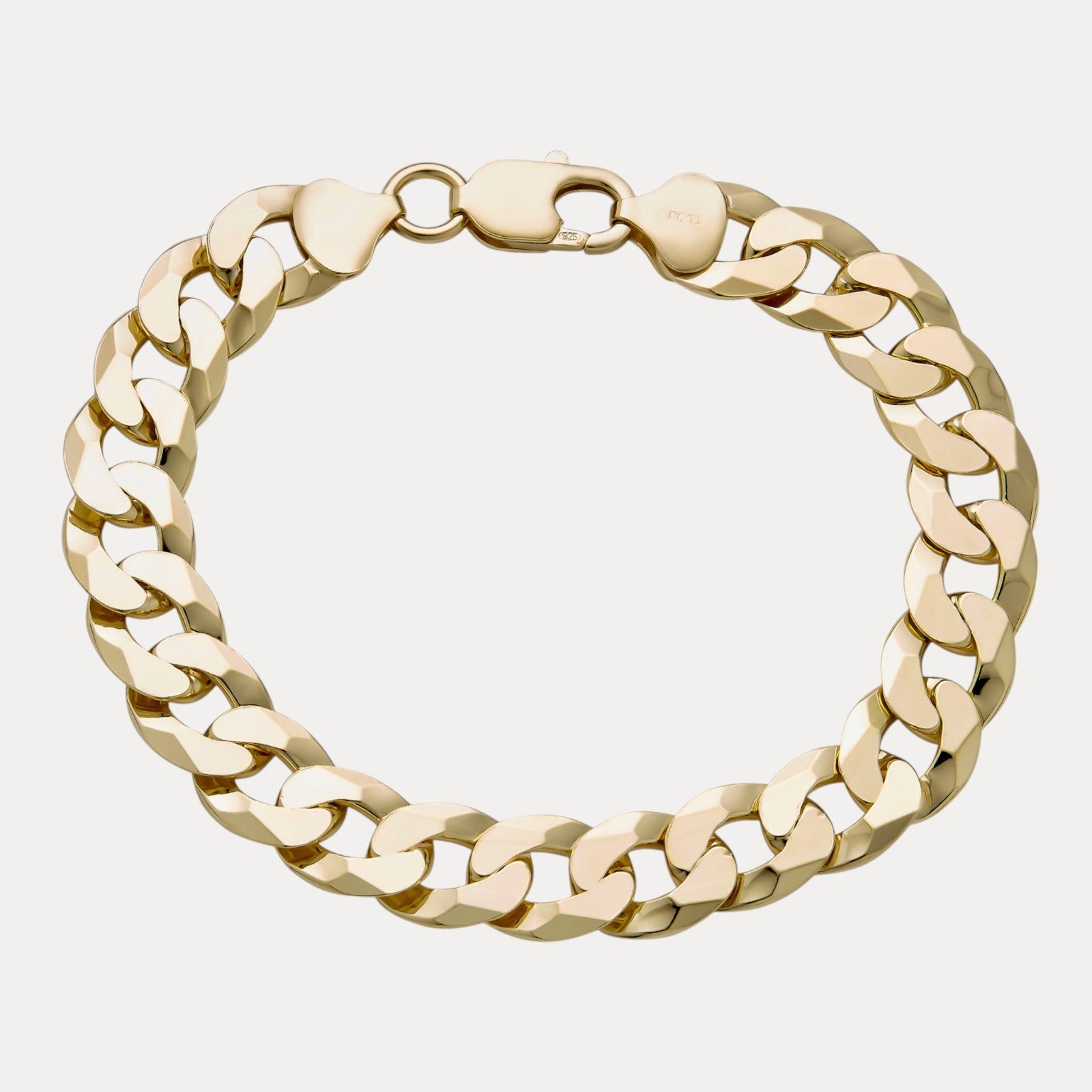 925 Sterling Silver 10.5mm Flat Curb Bracelet