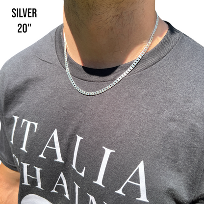 925 Sterling Silver 4mm Square Curb Chain Necklace