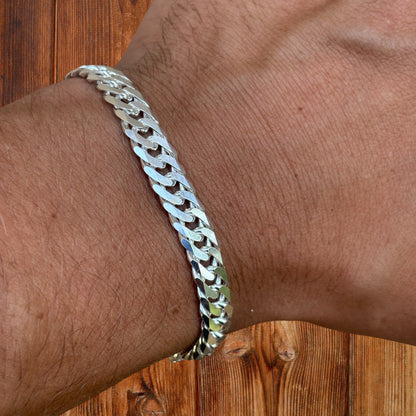 925 Sterling Silver 8mm Double Curb Bracelet