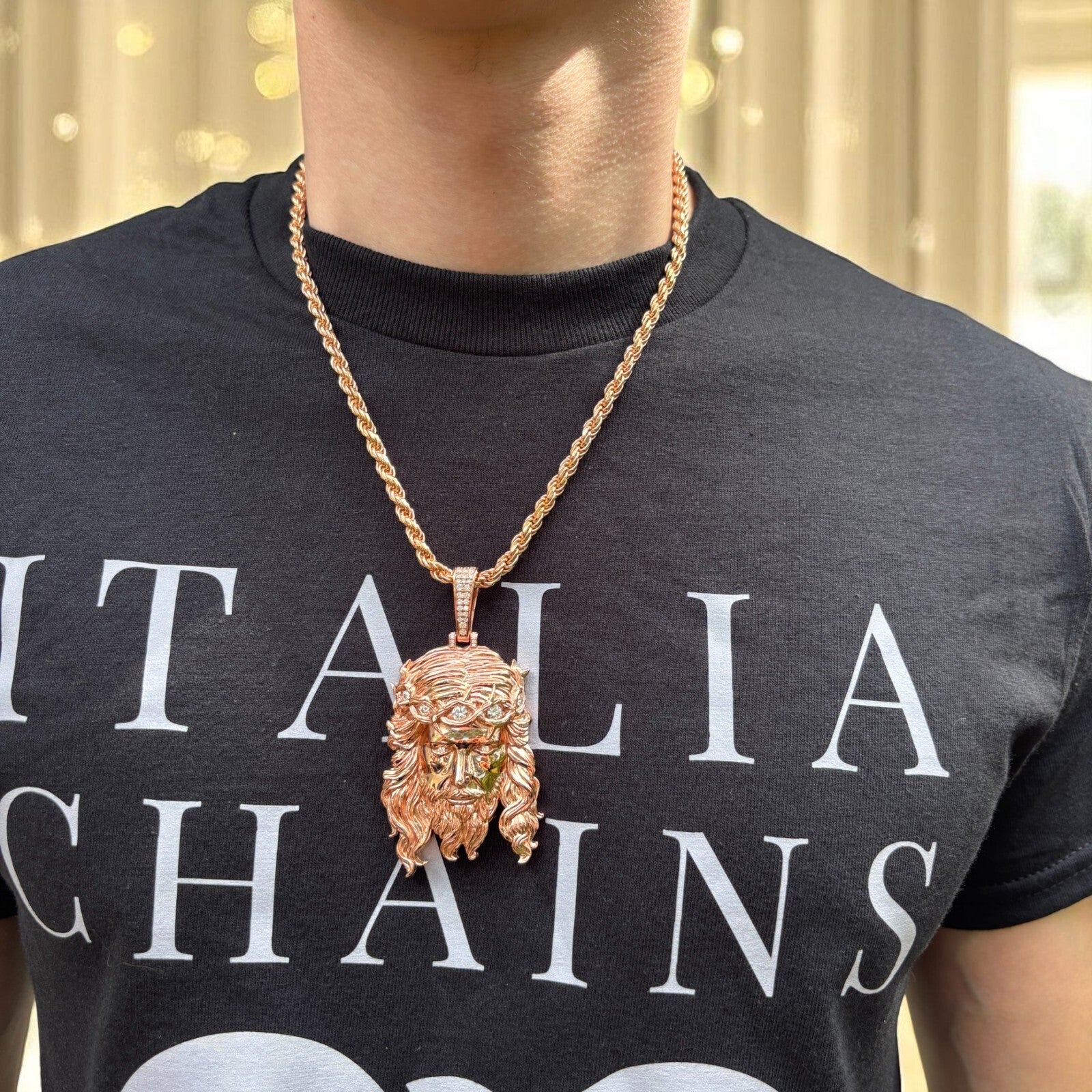 925 Sterling Silver Jesus Pendant With Moissanite - Large