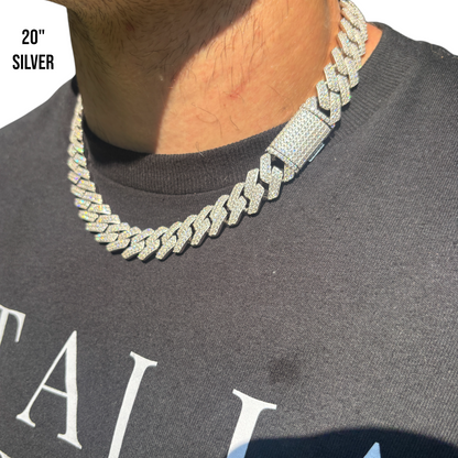 925 Sterling Silver 16mm Moissanite Miami Cuban Prong Chain Necklace