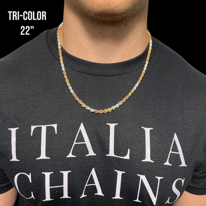 925 Sterling Silver 5mm Diamond Cut Rope Chain Necklace