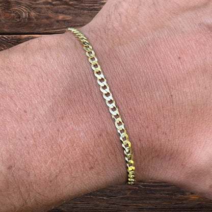 925 Sterling Silver 3mm Flat Curb Bracelet