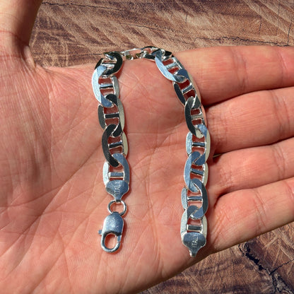925 Sterling Silver 10mm Mariner Bracelet