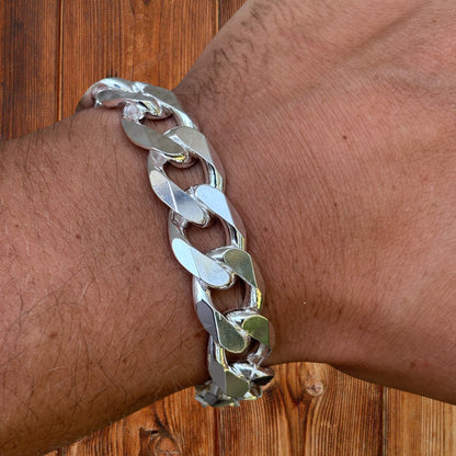 925 Sterling Silver 15mm Curb Bracelet