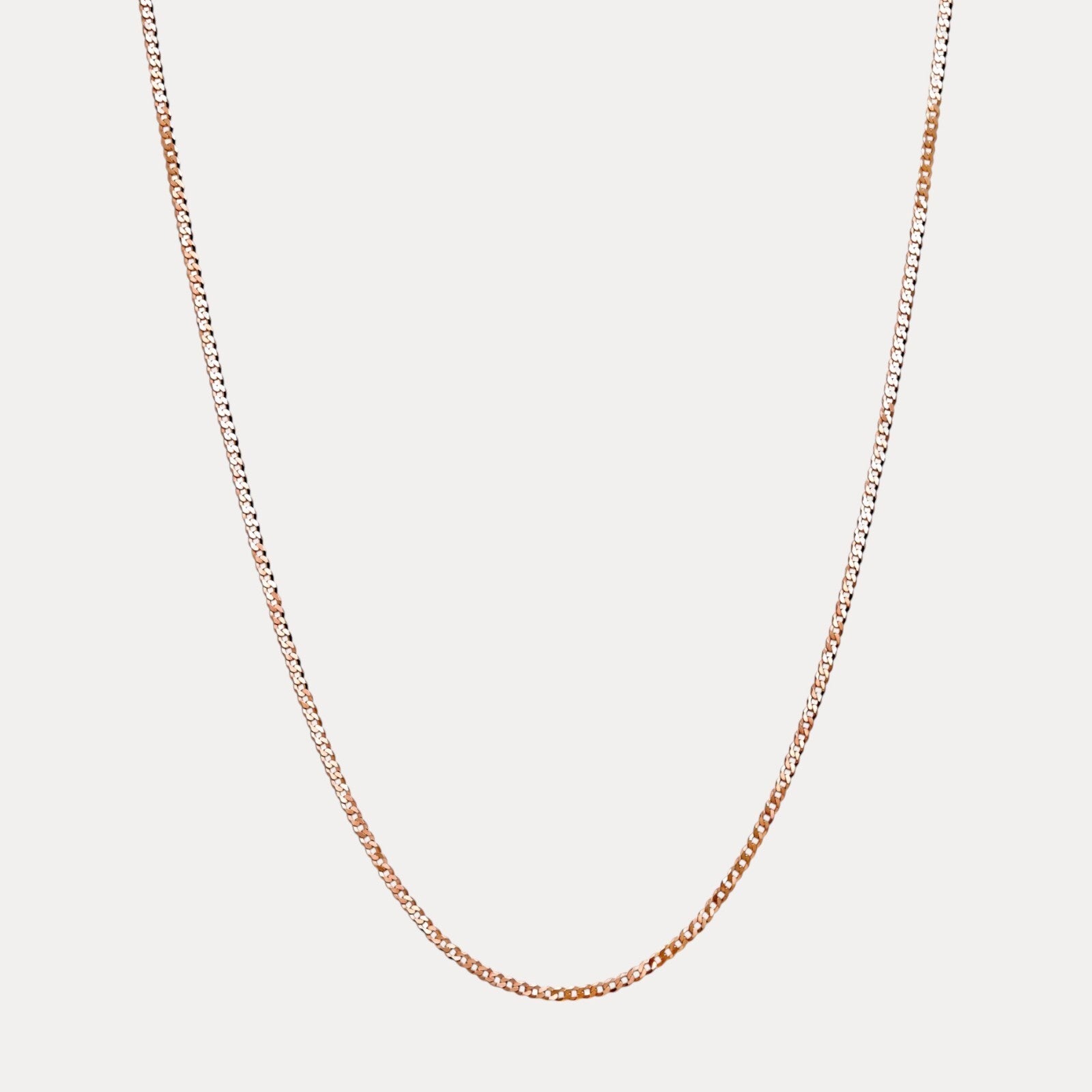 925 Sterling Silver 3mm Flat Curb Cuban Chain Necklace