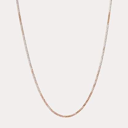 925 Sterling Silver 3mm Flat Curb Cuban Chain Necklace