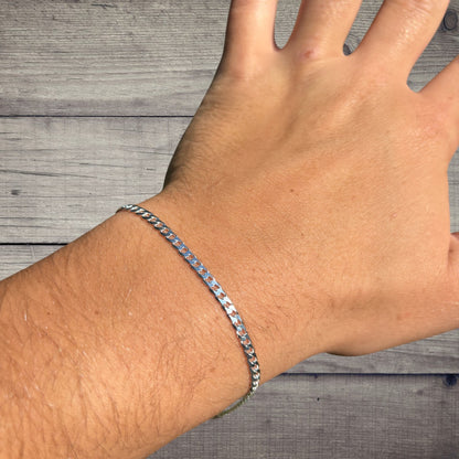 925 Sterling Silver 3mm Curb Bracelet