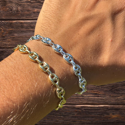 925 Sterling Silver 8mm Puffed Gucci Bracelet