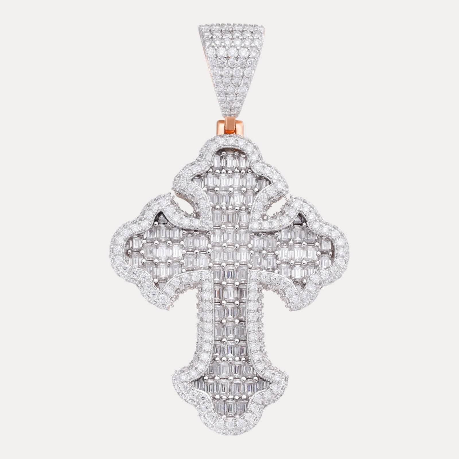 925 Sterling Silver Gothic Cross With Moissanite - Large