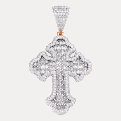 925 Sterling Silver Gothic Cross With Moissanite - Large