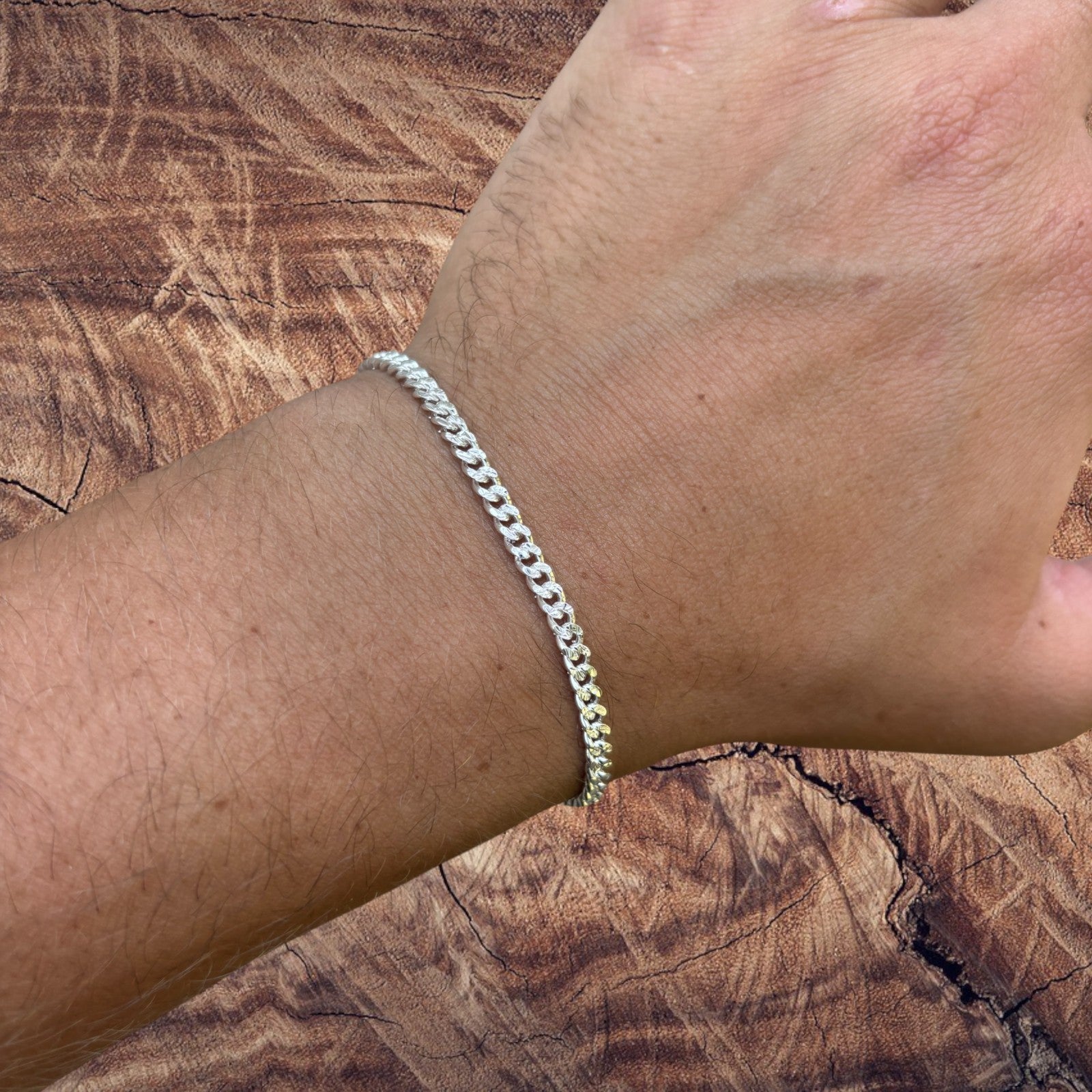 925 Sterling Silver 3mm Diamond Cut Miami Cuban Bracelet