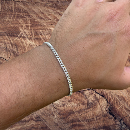 925 Sterling Silver 3mm Diamond Cut Miami Cuban Bracelet