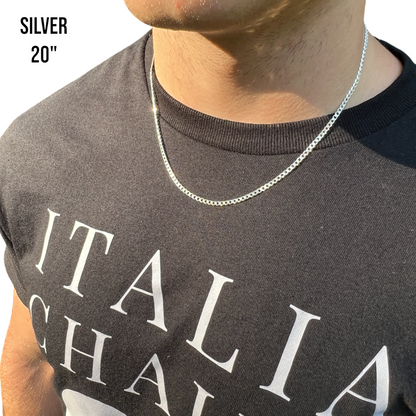 925 Sterling Silver 3mm Curb Chain Necklace