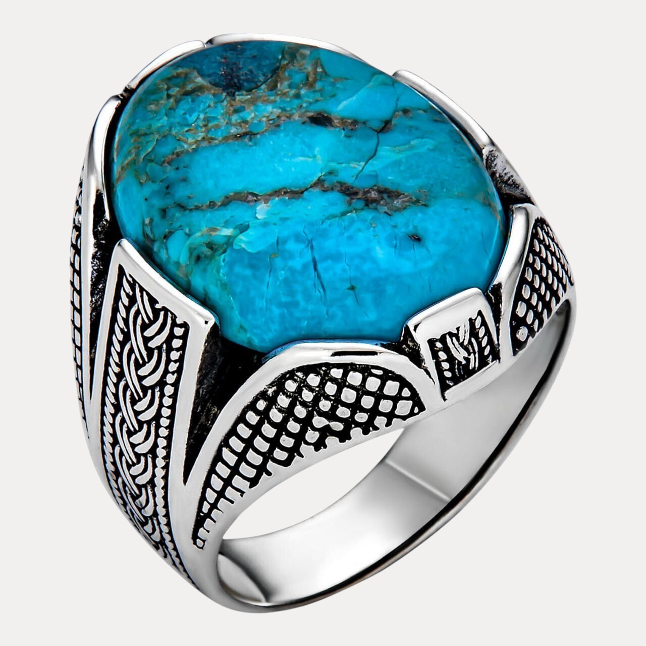 925 Sterling Silver Blue Turquoise Ring