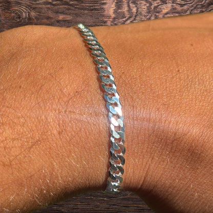 925 Sterling Silver 3mm Flat Curb Bracelet