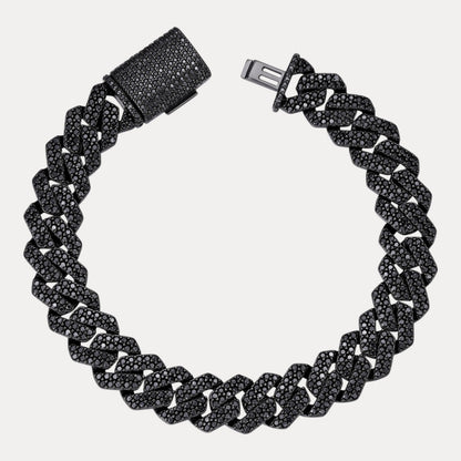 925 Sterling Silver 12mm Moissanite Cuban Prong Bracelet