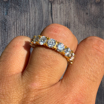 925 Sterling Silver 5mm Moissanite Wedding Band Eternity Ring