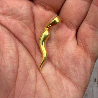 925 Sterling Silver Italian Horn Pendant