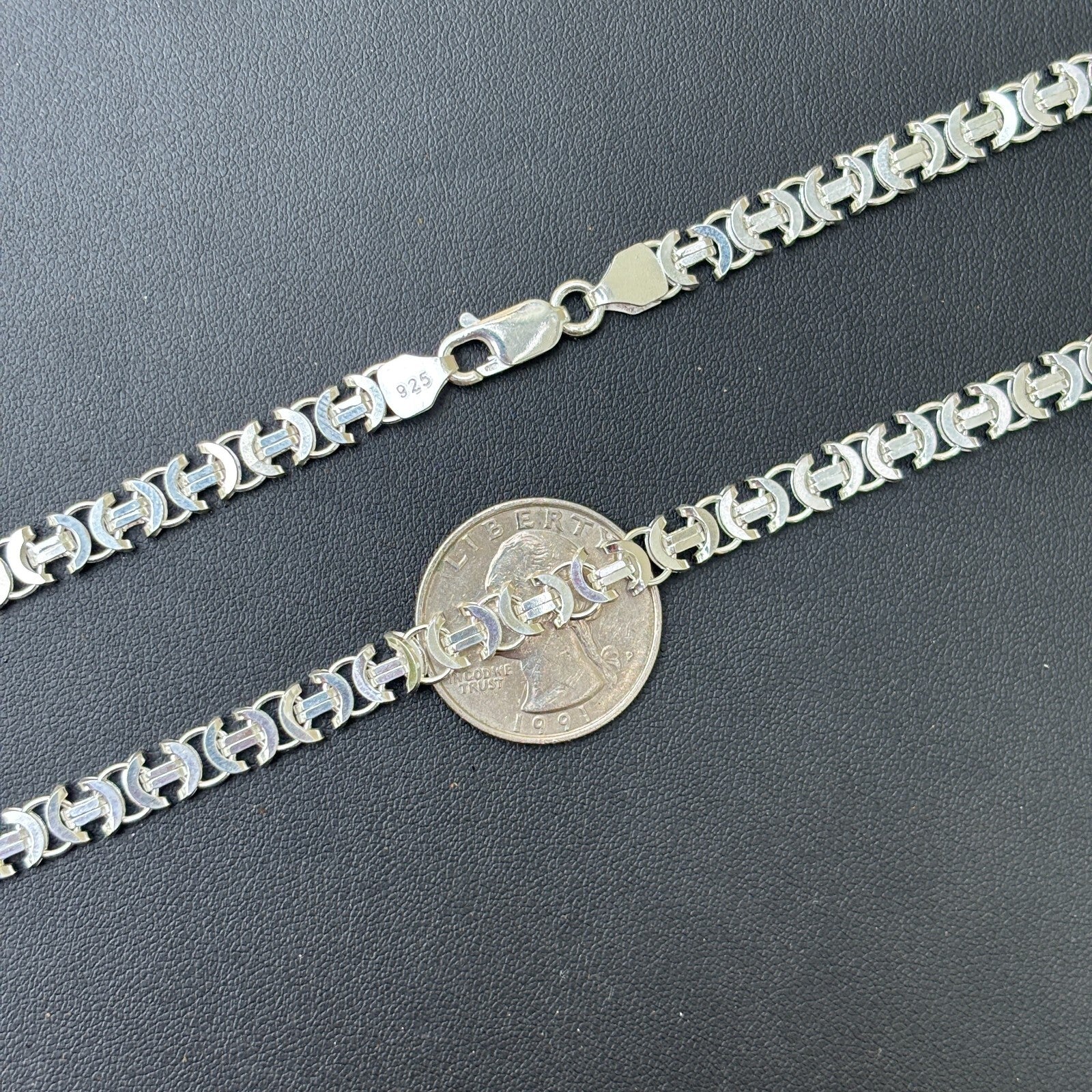 925 Sterling Silver 6mm Flat Byzantine Chain Necklace