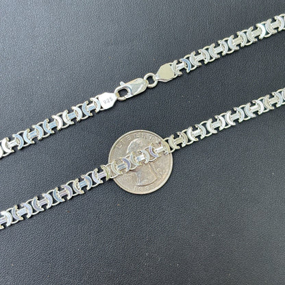 925 Sterling Silver 6mm Flat Byzantine Chain Necklace