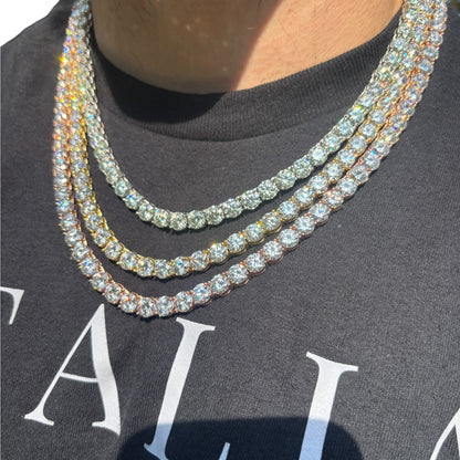 925 Sterling Silver 7mm Tennis Chain Necklace - CZ Or Moissanite