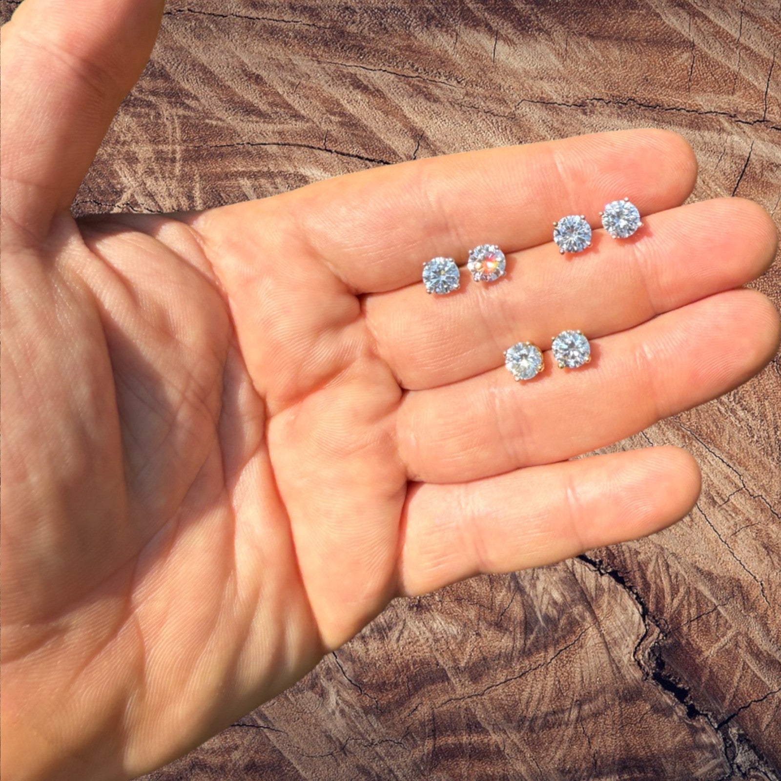 925 Sterling Silver 6.5mm Moissanite Earrings 2ct TW Studs